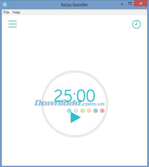 Giao diện chính của Focus Booster