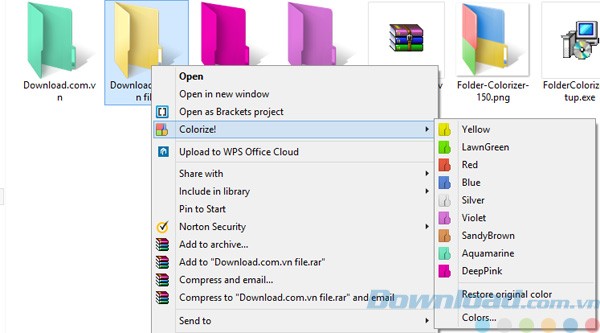 Folder Colorizer tích hợp trong menu chuột phải