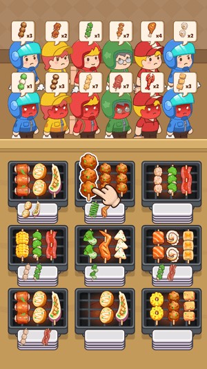 Hoán đổi và sắp xếp ba xiên thịt nướng