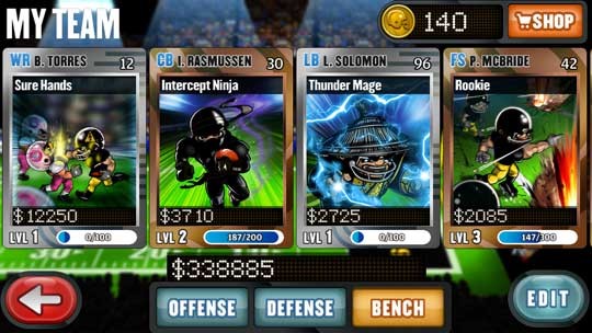 Lựa chọn nhân vật bạn muốn vào đội trong Football Heroes Turbo