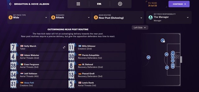 Xác định cách các cầu thủ sẽ thể hiện trên sân với các mẫu chiến thuật được tạo sẵn