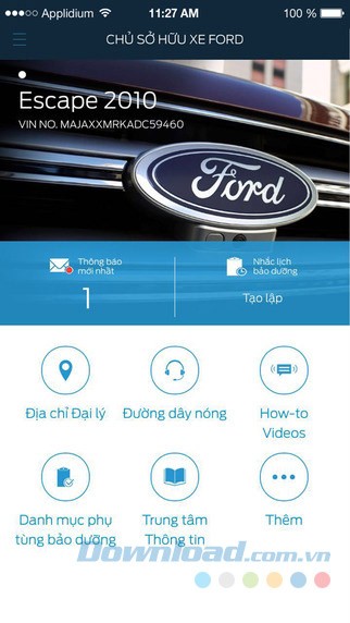Giao diện chính của Ford Owners