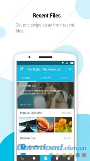Forlazier File Manager cho Android hiển thị tập tin mới xem gần nhất