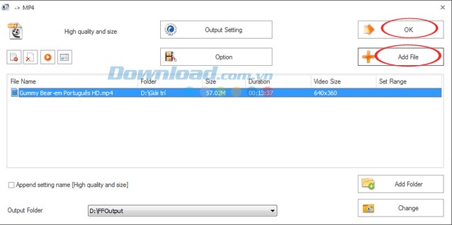 Giao diện chuyển đổi video