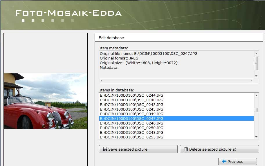 Giao diện Foto-Mosaik-Edda