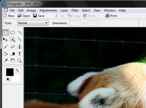 Bảng thanh công cụ của Fotografix