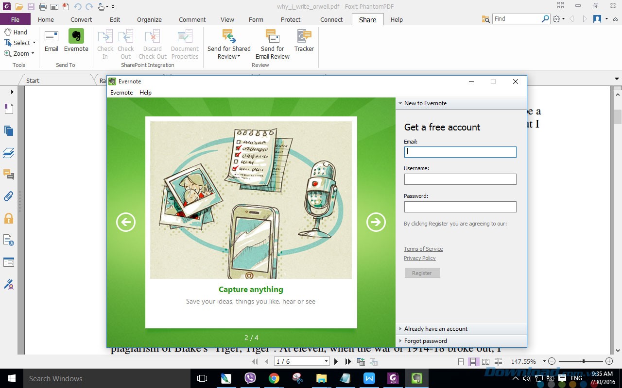 Chia sẻ qua Evernote