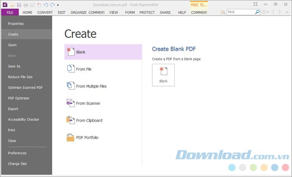 Tạo PDF mới trong Foxit PhantomPDF Standard