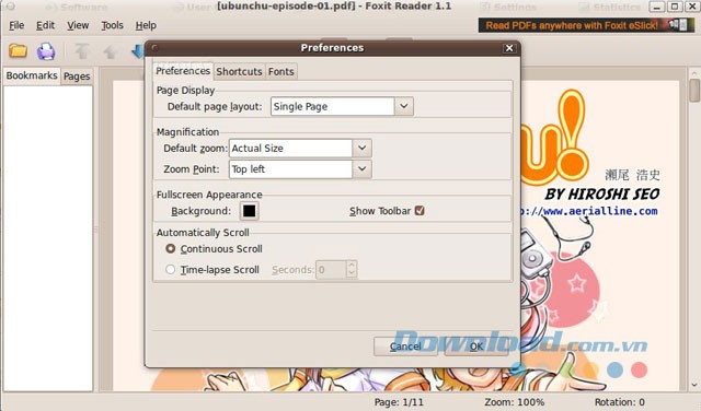 Cài đặt trong mục Preferences