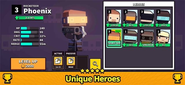 Mở khóa các anh hùng sở hữu kỹ năng khác nhau