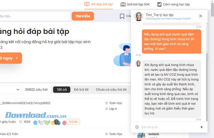 Tích hợp mô hình Chat GPT - hỏi đáp bài tập thông minh