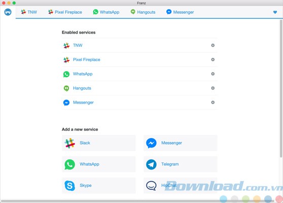 Xem danh sách và lựa chọn các ứng dụng chat