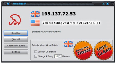Ứng dụng Free Hide IP trên Windows