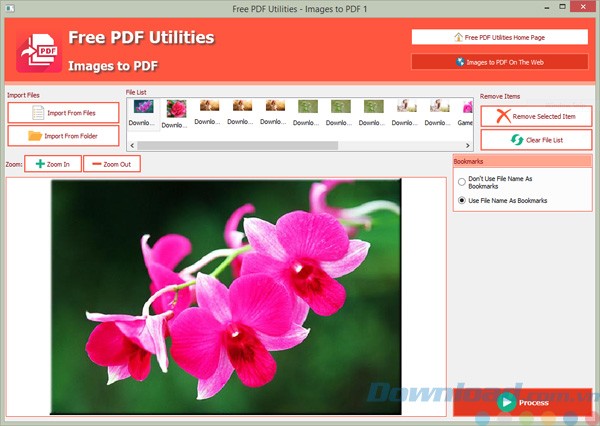 Giao diện của Free PDF Utilities - Images to PDF