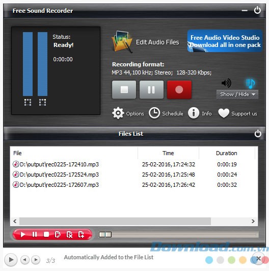 Ghi âm chất lượng cao với Free Sound Recorder