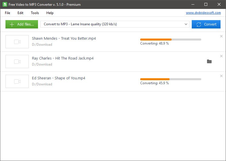 Giao diện đơn giản và dễ sử dụng của Free Video to MP3 Converter
