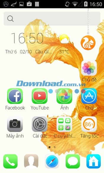 Màn hình chủ với Fresh OS Theme