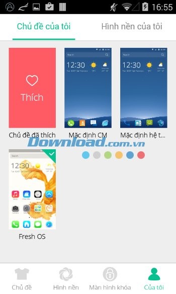 Fresh OS Theme xuất hiện trong mục My Theme của CM Launcher