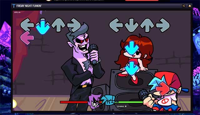 Boyfriend - nhân vật bạn nhập vai ở bên phải, còn đối thủ ở bên trái