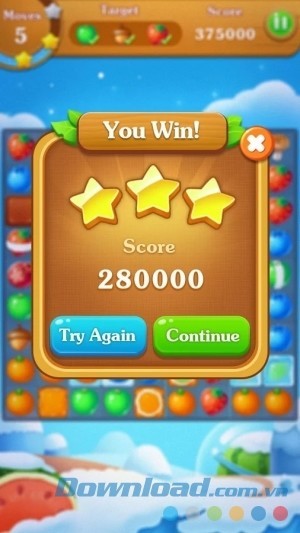 Bảng điểm trong Fruits Bomb cho Android