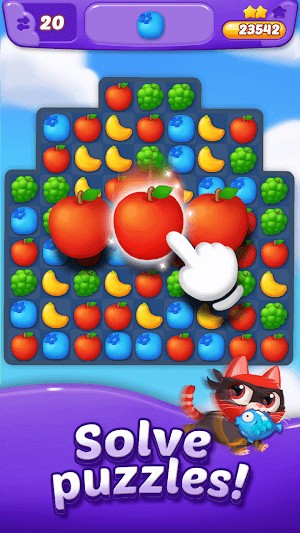 Giải các câu đố match-3 trong game Fruits Duck