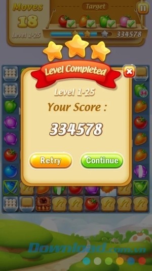 Bảng điểm game Fruits Garden Mania cho Android