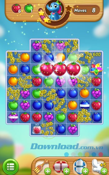 Nối 3 loại trái cây giống nhau để ghi điểm