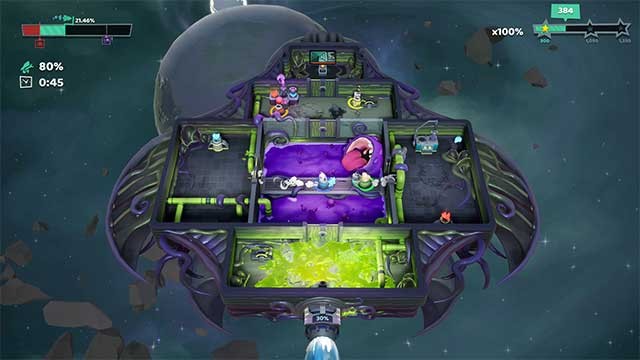 Vượt qua nhiều mối nguy hiểm bất ngờ như hố sâu và các con mực không gian