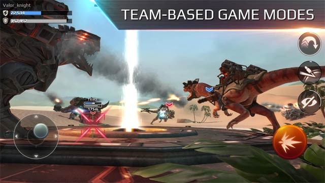 Jurassic Monster World bao gồm nhiều chế độ chiến đấu theo tổ đội