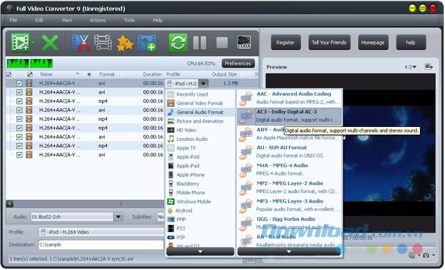 Chuyển đổi video sang audio