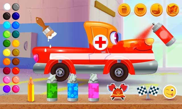 Sơn, trang trí và tùy chỉnh xe đua trong game Funny Racing Cars for Android
