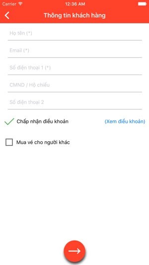Nhập thông tin khách hàng