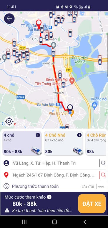 Đặt xe taxi