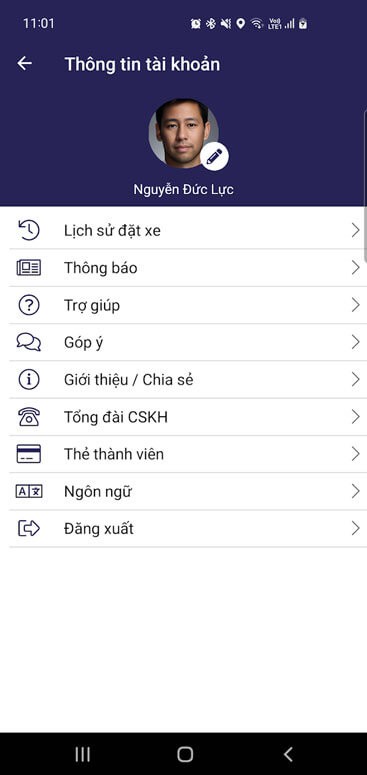 Giao diện cá nhân của ứng dụng