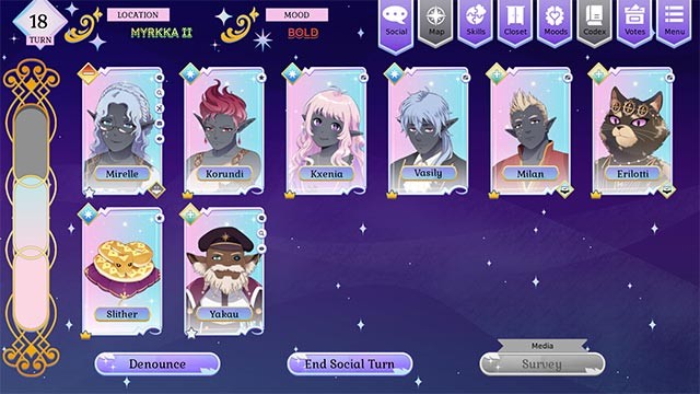 Xây dựng mối quan hệ bạn bè hoặc thù địch với hơn 30 nhân vật khác nhau