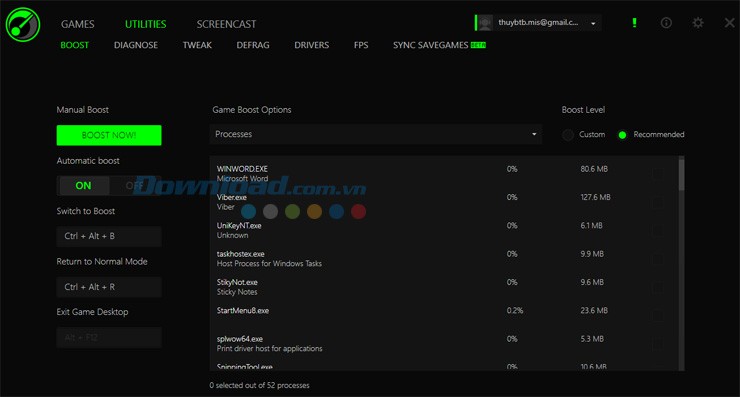 Thẻ Boost của Game Booster