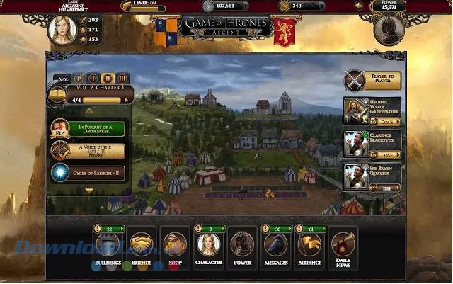 Giao diện Game of Thrones Ascent
