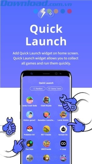 Widget Quick Launch tập hợp các game và khởi động chúng nhanh chóng