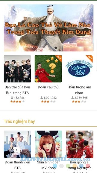 Giao diện chính của Gamevui