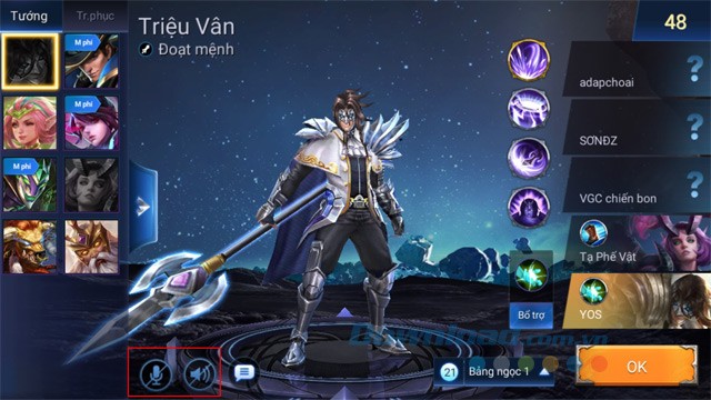 Tính năng Voice Chat trong game Garena Liên Quân Mobile.