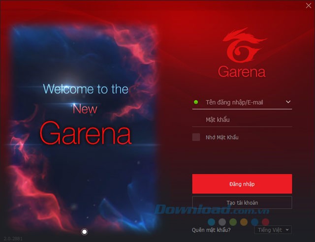 Đăng nhập Garena 2.0