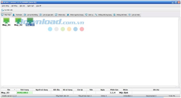 Giao diện chính của Gcafé Plus