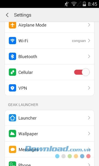 Mục cài đặt của GEAK Launcher