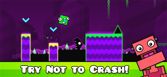 Geometry Dash World iOS là game phiêu lưu đi cảnh trên nền nhạc vui nhộn, sôi động
