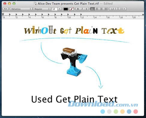Giao diện ứng dụng Get Plain Text cho Mac