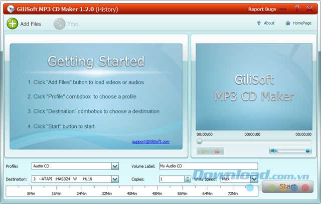 Giao diện Gilisoft MP3 CD Maker