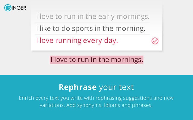 Ginger đưa ra đề xuất để người dùng viết lại câu đúng