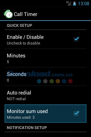 Giới hạn thời gian cuộc gọi cho Android