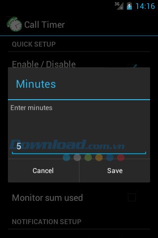 Giới hạn thời gian cuộc gọi cho Android