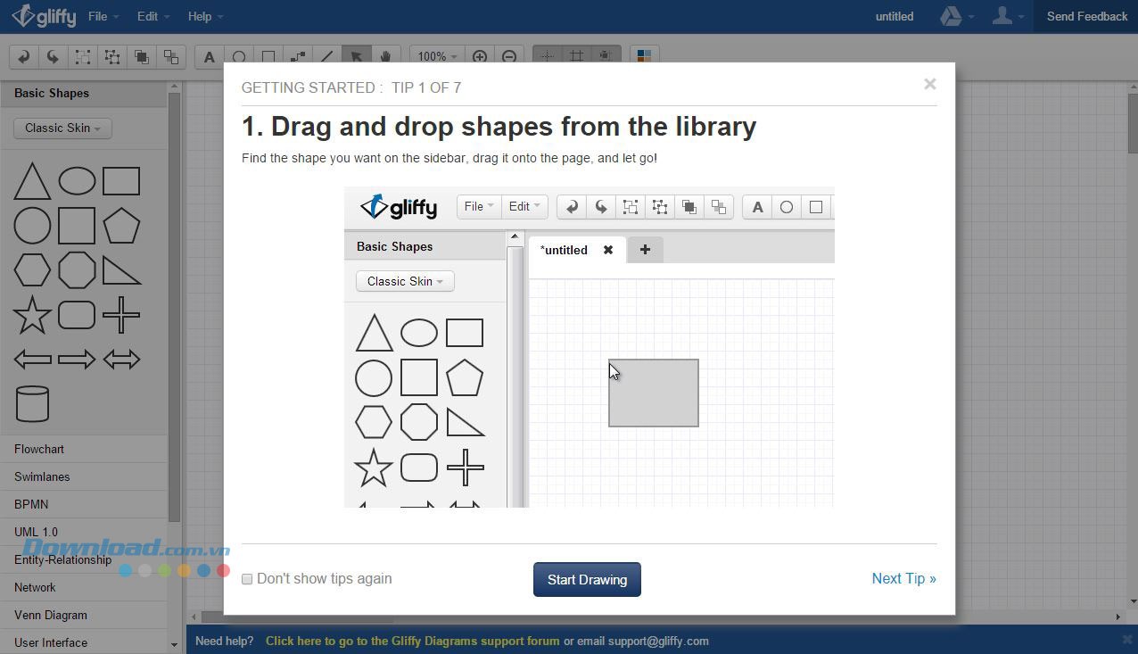 Hướng dẫn cơ bản khi mở Gliffy Diagrams
